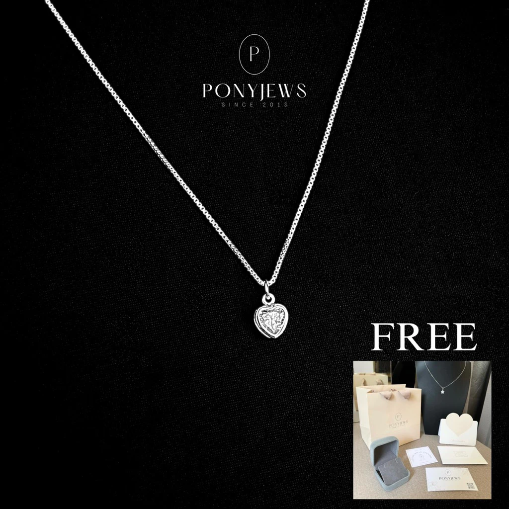 สร้อยคอเงินแท้ 92.5 พร้อมจี้หัวใจฝังเพชรสวิส รุ่น Alicia เคลือบทองคำขาว 18k แถมฟรีเซ็ตของขวัญ