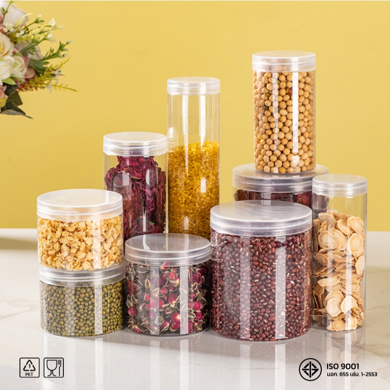 10ชิ้น เซ็ตกระปุกพลาสติก ทรงกลม Freeแผ่นโฟม ขนาด 65mm ความจุ 160–680ml ใส่เครื่องปรุง อาหาร ขนม วัสดุ Food Grade HC65 - รูปที่ 3