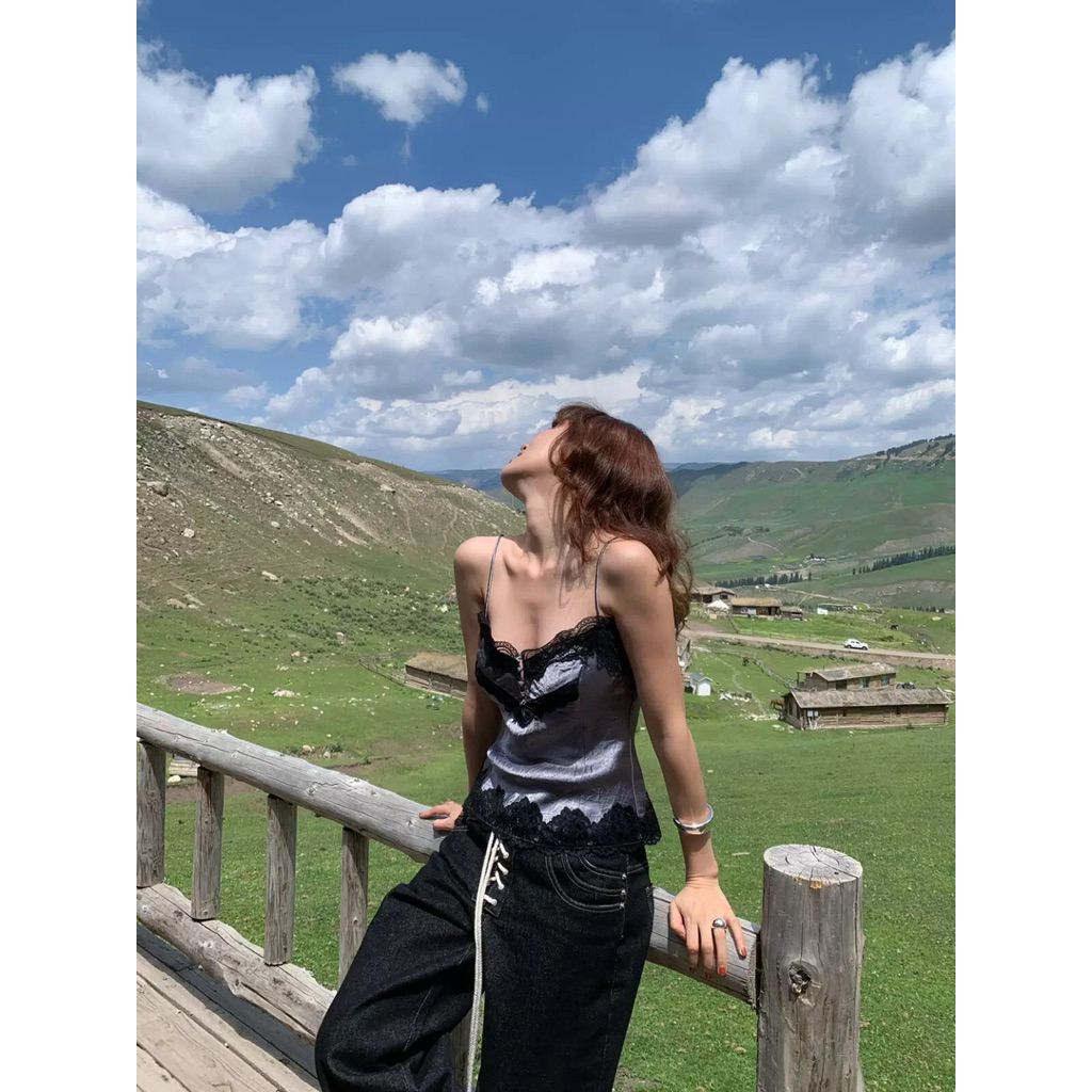 RARIS.CLOSET - Satin Lace-Trim Camisole