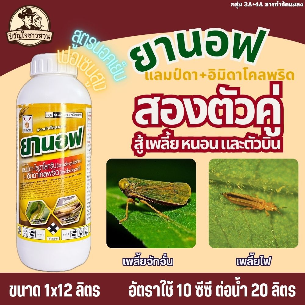 ยานอฟ สารแลมด้าไซฮาโลทริน+อิมิดาโคลพริด สูตรเย็น กำจัดเพลี่ยจั๊กจั่น เพลี้ยไฟ