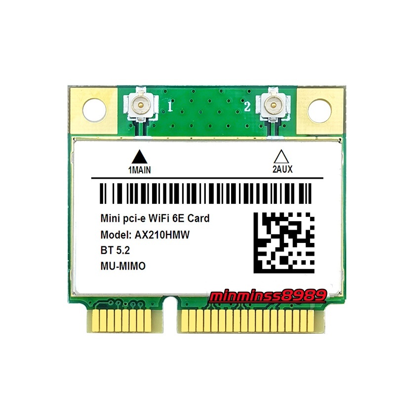 การ์ดWiFi 6E สําหรับ Intel AX210HMW Mini PCI-E 2.4G/5G/6G  5374Mbps บลูทูธ5.2 802.11ax AX210