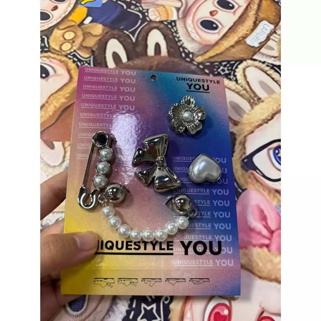 <การจัดส่งของกรุงเทพฯ> YIBO charms 🌟100% แท้ Set โซ่มุกสีเงิน