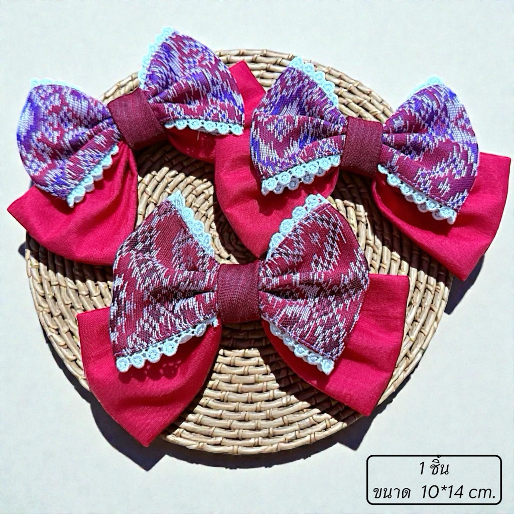 🎀40สี พร้อมส่ง📌เย็บมือติดกิ๊บ📌 กิ๊บผ้าไทยจัมโบ้/