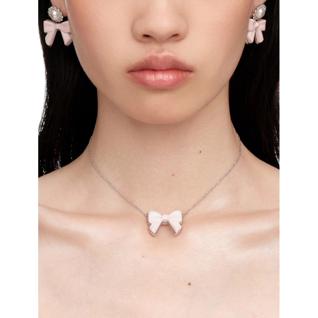 Yvmin X SHUSHUTONG Double-Sided Ceramic Bow Necklace Earrings