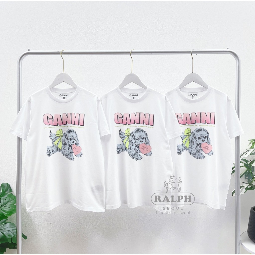 Ganni Poddle Graphic T-Shirt (White)