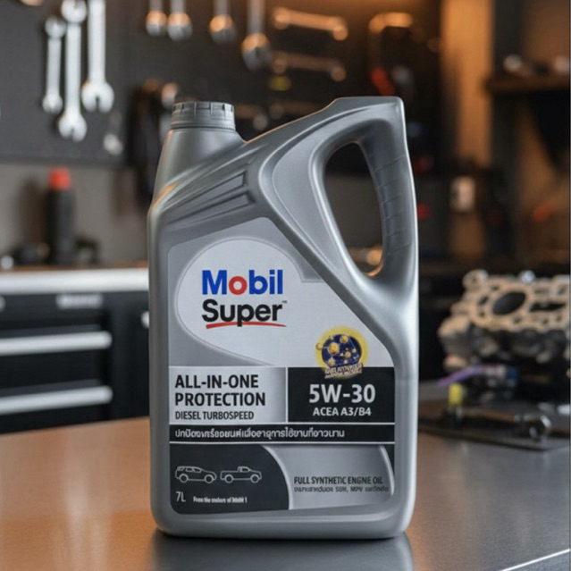 น้ำมันเครื่อง mobil ดีเซล 5W-30 (7L) น้ำมันเครื่องสังเคราะห์แท้ สำหรับรถกระบะ ดีเซล คอมมอนเรล
