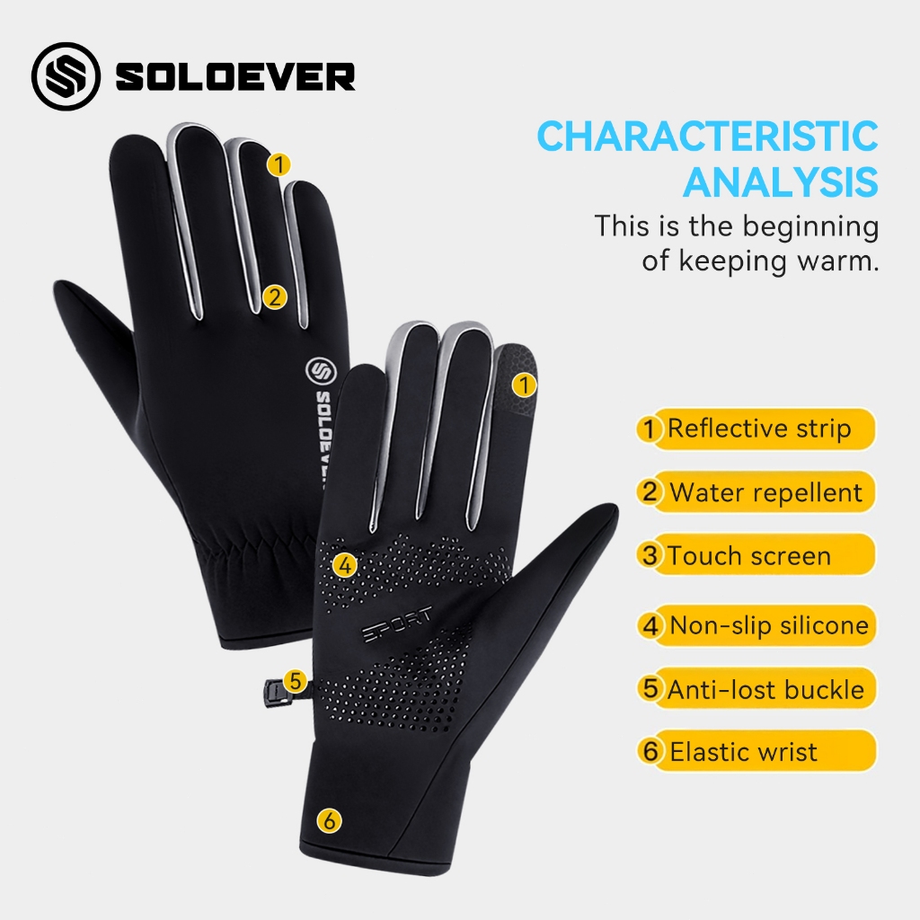 SOLOEVER ถุงมือมอเตอร์ไซค์ ถุงมือตกปลา ถุงมือปั่นจักรยานกันน้ำ ป้องกันแสงแดด UV ระบายอากาศ ใส่สบายเนื้อผ้าเย็นสบาย - รูปที่ 3