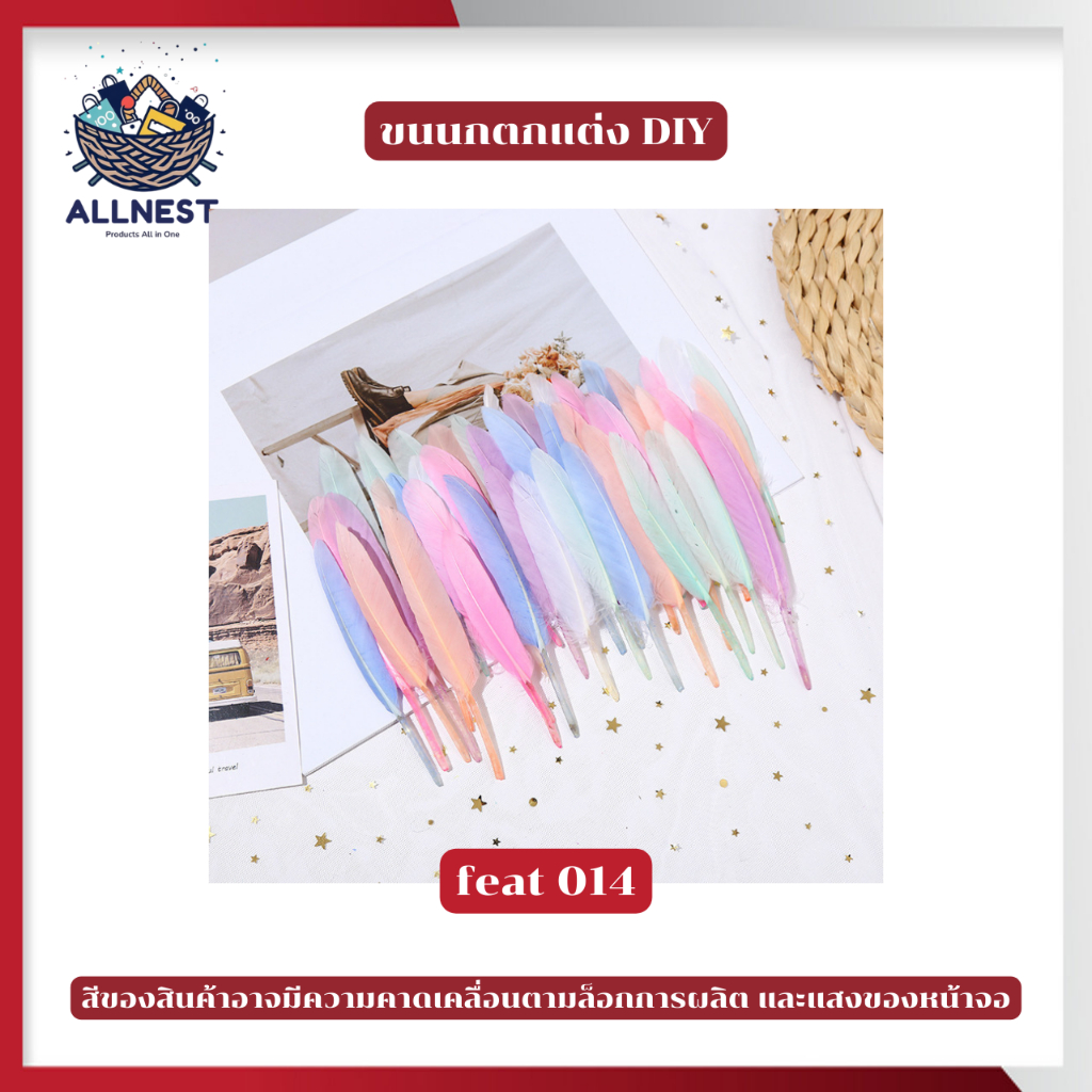 ขนนกตกแต่ง สำหรับงาน DIY ขนนกประดิษฐ์ ใช้เป็นพร็อพถ่ายรูป ตกแต่งงานปาร์ตี้ set 20 ชิ้น มีหลายสี