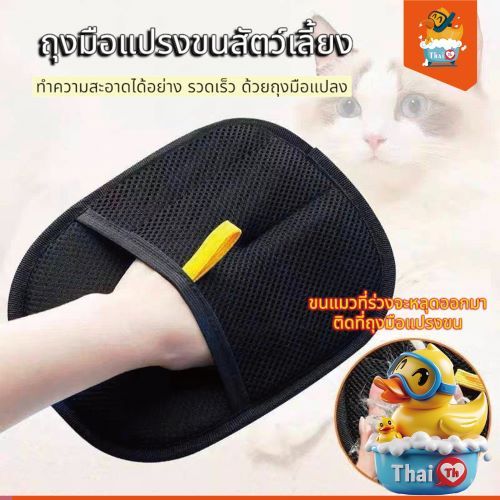 Thai.th ถุงมือกําจัดขนสัตว์เลี้ยง แบบใช้ซ้ําได้สําหรับสัตว์เลี้ยง ถุงมือแปรงขน CL99