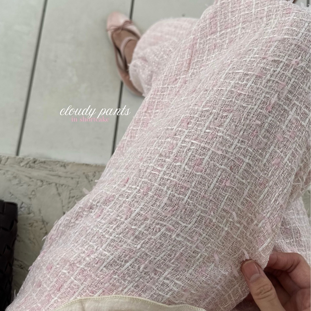 Cloudy pants 2025 กางเกงผ้าทวีตกลิตเตอร์ ไซสดูที่เเคปชั่นน้า