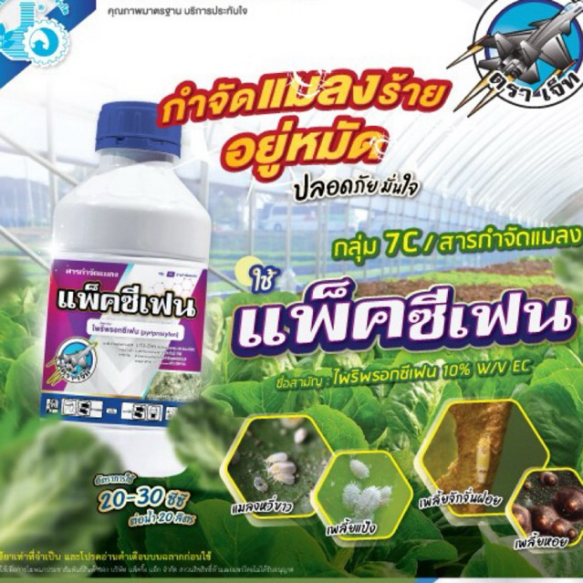 แพ็คซีเฟน (ไพริพรอกซีเฟน pyriproxyfen) ตราเจ็ท ยากำจัดเพลี้ยจักจั่น แมลงหวี่ขาว ขนาด 1000 ซีซี