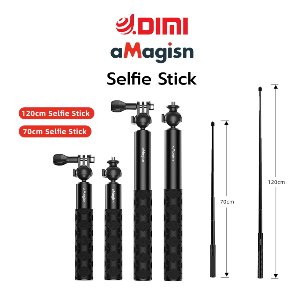 aMagisn Selfie Stick ไม้เซลฟี่ 70cm / 120cm /3M สำหรับกล้องแอคชั่น Action แบบยืดหดได้