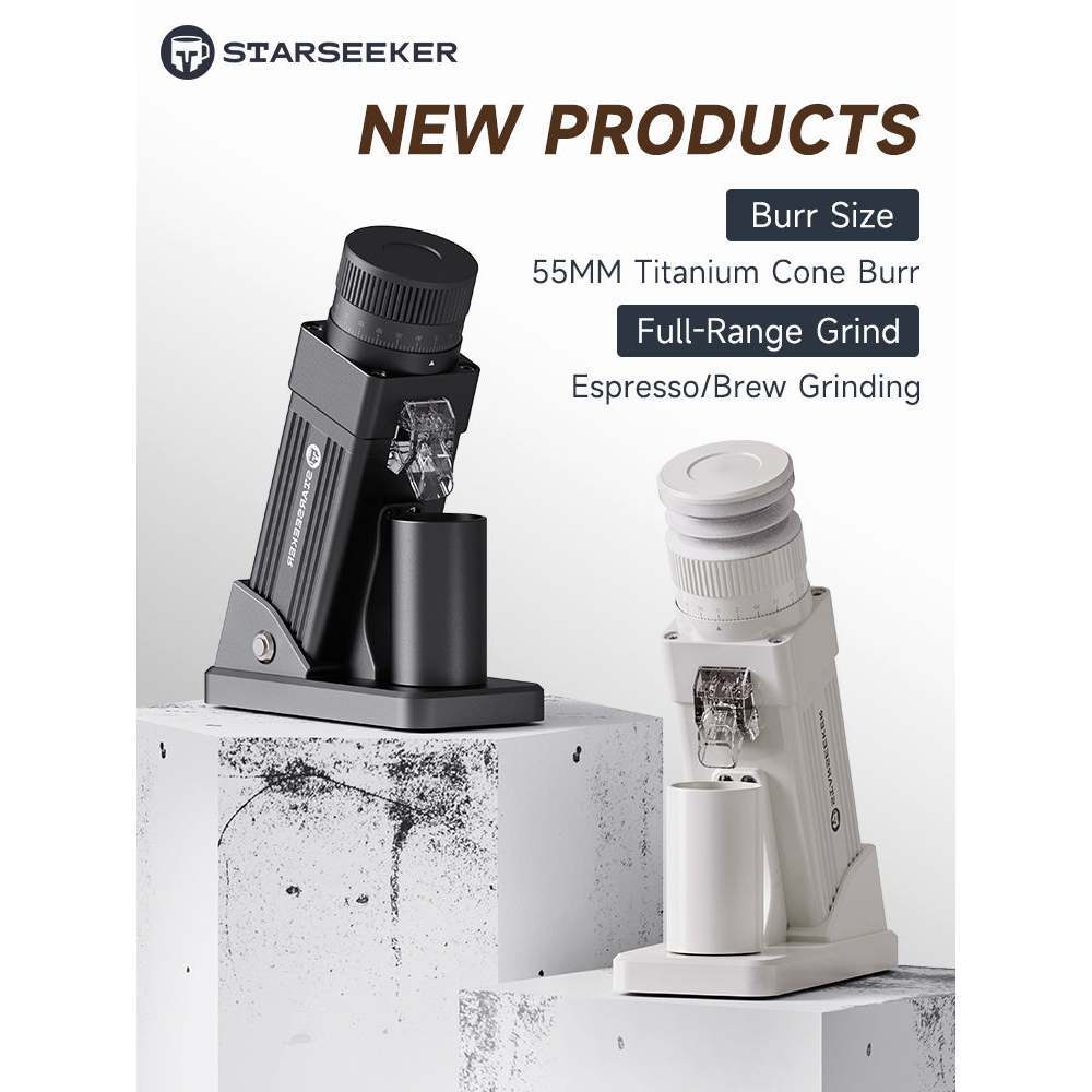 STARSEEKER E55Pro เครื่องบดElectric Coffee Grinder 55MM Titanium Cone Burr Stepless Adjustment Espre