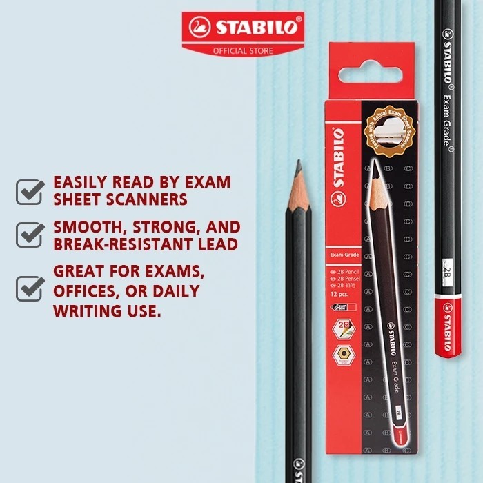 STABILO ดินสอไม้ STABILO รุ่น Exam Grade (2B) 1 กล่อง (มี 12 ด้าม)