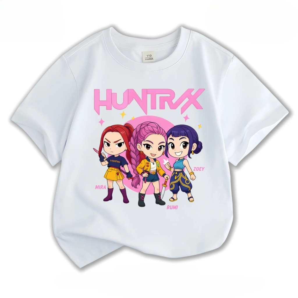 เสื้อยืดผ้าฝ้าย 100% ทรงหลวม พิมพ์ลาย K-pop Devil Hunter เหมาะสำหรับเด็กหญิงอายุ 1-12 ปี