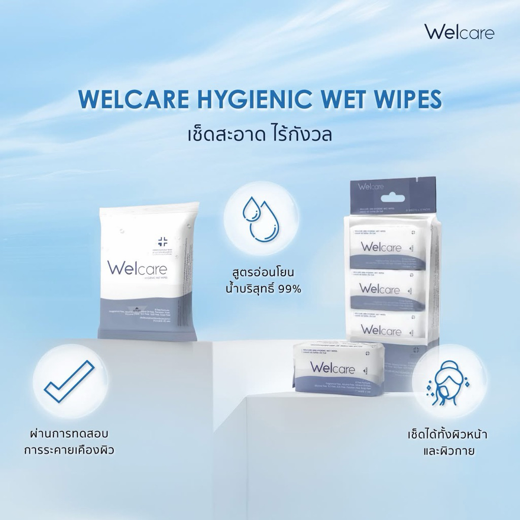 Ⓜ️พร้อมส่ง🅾️ ทิชชูเปียก Welcare Hygienic Wet Wipes ทำความสะอาดผิว สูตรไฮจีนิคไวพส์