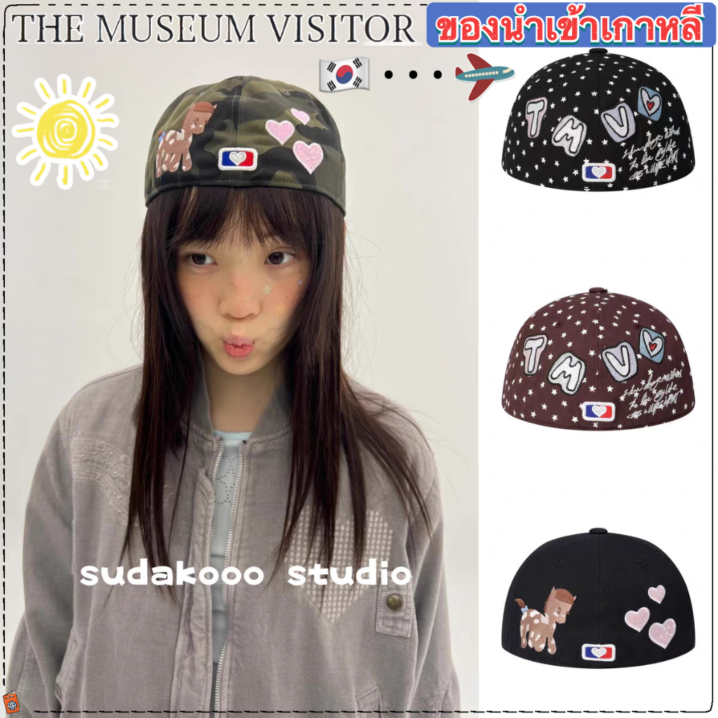 🇰🇷✈️จากเกาหลี 💯% 🔥The Museum Visitor🌟พิมพ์ลายดาวเต็มตัว ระดับสูง หมวกแก๊ป  งานปัก ลายพราง ใส่กันแดด