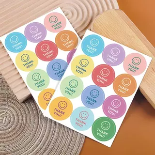 แพ็ค120ดวง สติกเกอร์ขอบคุณ ลายหน้ายิ้ม สติกเกอร์ติดแก้ว ติดกล่อง sticker H5
