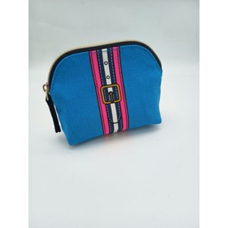 กระเป๋าเครื่องสำอางเอสเต้ ผ้าสีฟ้าน้ำทะเล ใส่แป้งพัฟลิปสติก