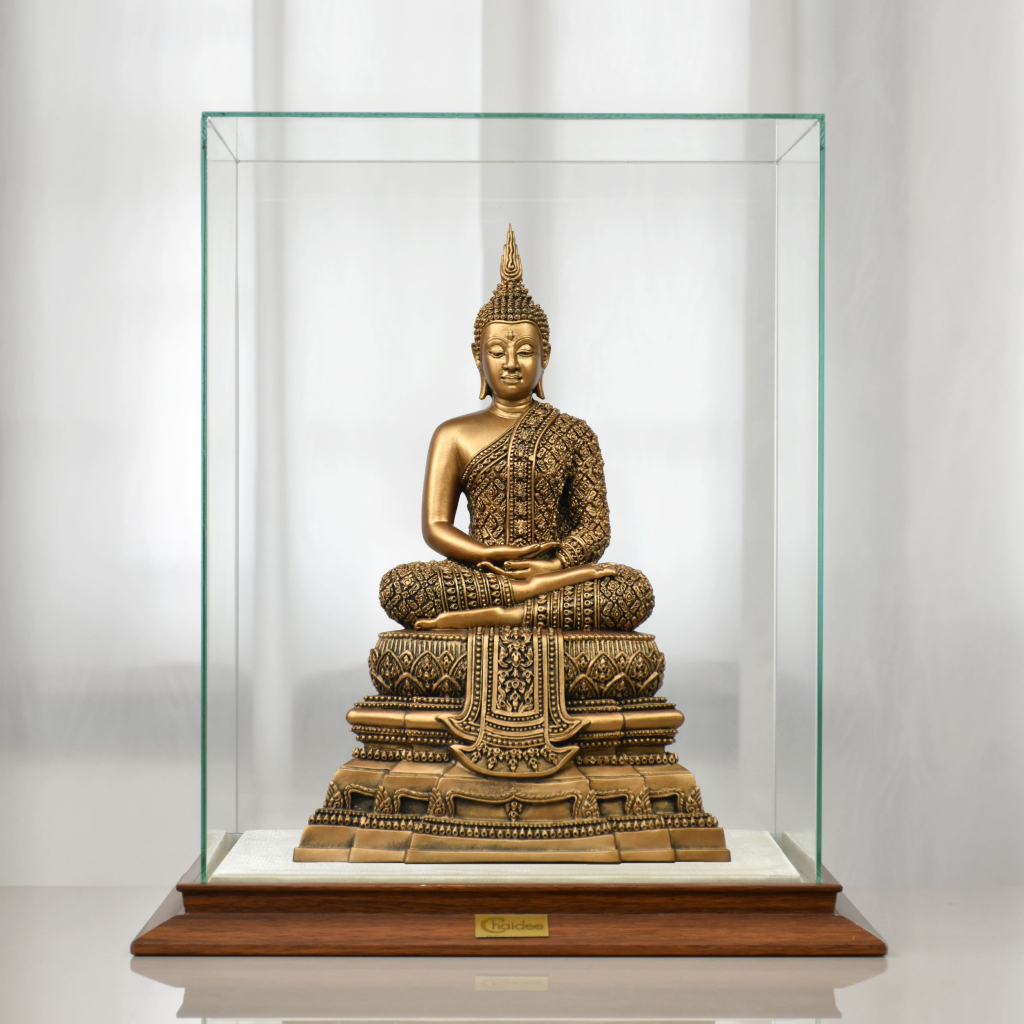 พระแก้ว ปางฤดูฝน เสริมความสงบ ความกลมเกลียว และความสำเร็จ สีปัดทองเหลือง ของขวัญมงคล