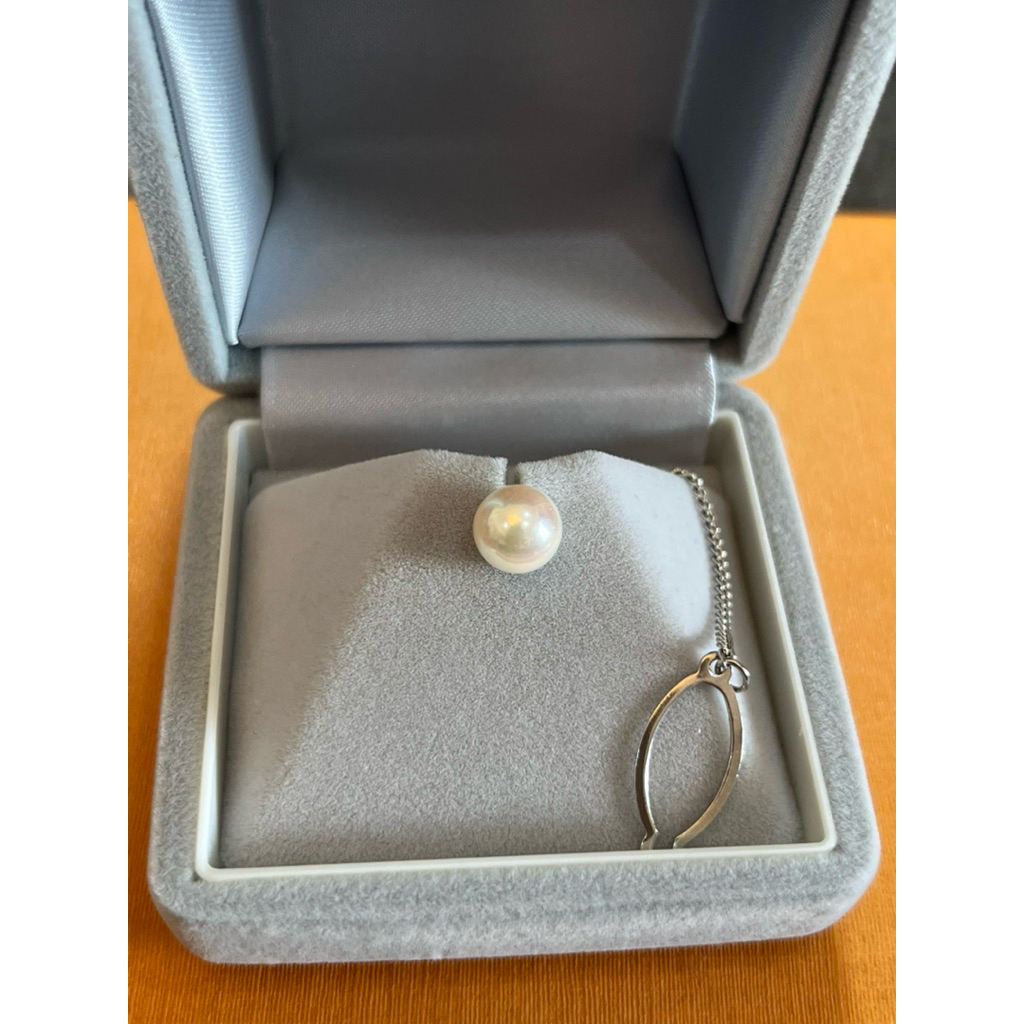 มุด ทองคำขาวแท้ 14k WG ไข่มุกอาโกยาแท้เม็ดใหญ่