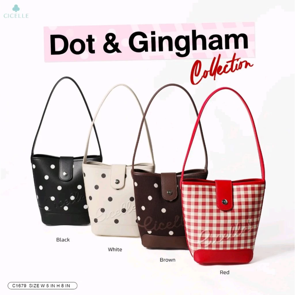 Polka Dots Bucket Bag กระเป๋า แบรนด์ CICELLE (ซีเซล) 1679