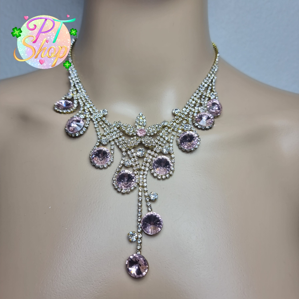 สร้อยคอพร้อมต่างหู สร้อยคอเพชร เครื่องประดับแฟชั่น PT Shop