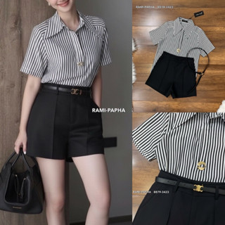 พร้อมส่ง S-2XL⚡️RM 8879 ลายริ้ว มากับ ขาสั้นสีดำ สวยครบเซต4ช…