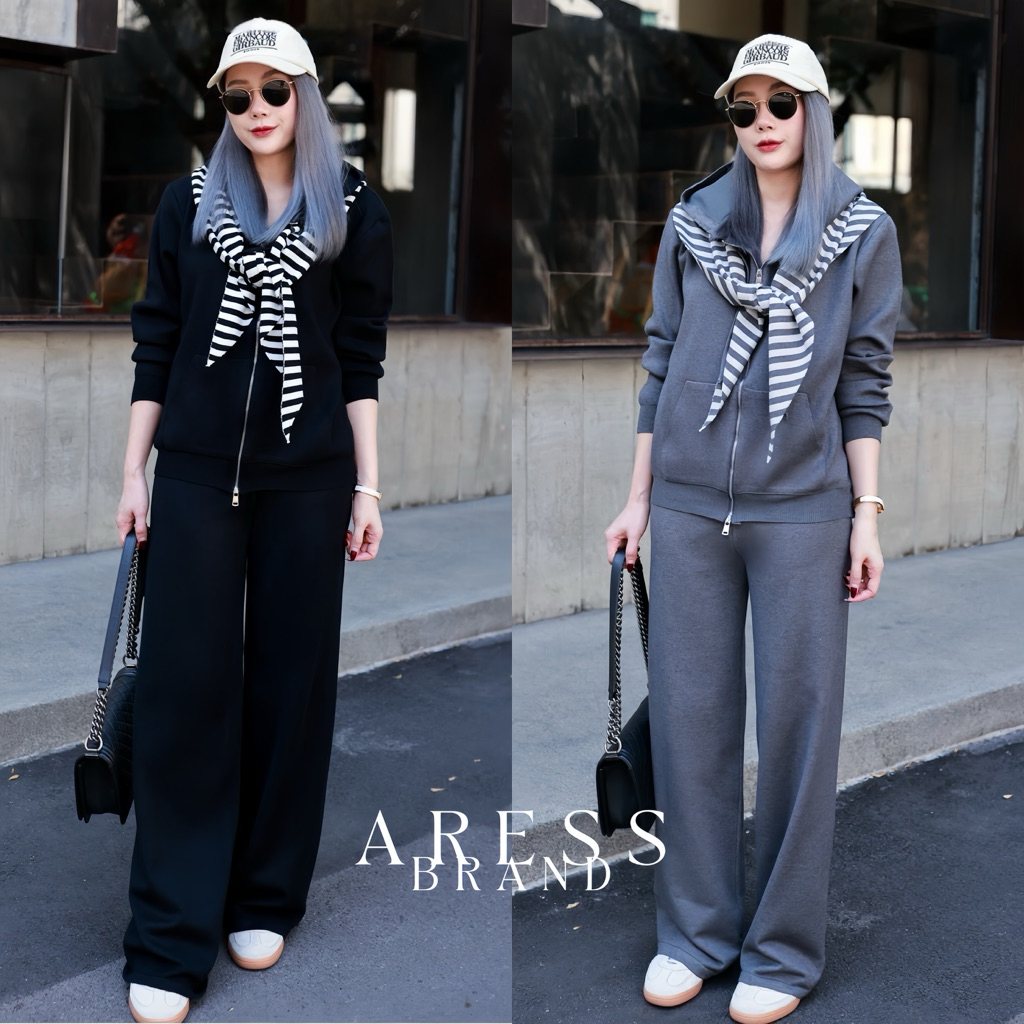Hoodie Knit & Scarf Set AR946 เซ็ตไหมพรมฮู้ดดี้ 3 ชิ้น