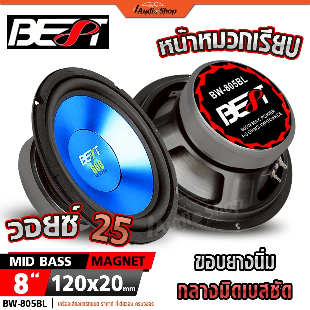BEST ลำโพงเสียงกลาง 8นิ้ว จัดจ้าน ลำโพงมิดเบส MIDBASS ลำโพงDIY ประกอบตู้ลำโพง BW-805 iaudioshop