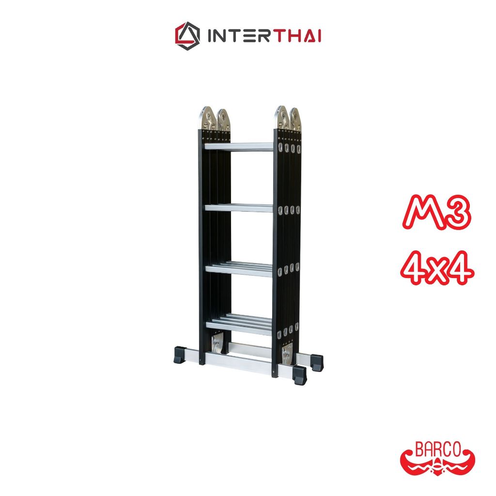 BARCO บันไดอเนกประสงค์อลูมิเนียม (ข้อต่อดั้งเดิม สีดำ) รุ่น M4 4x5