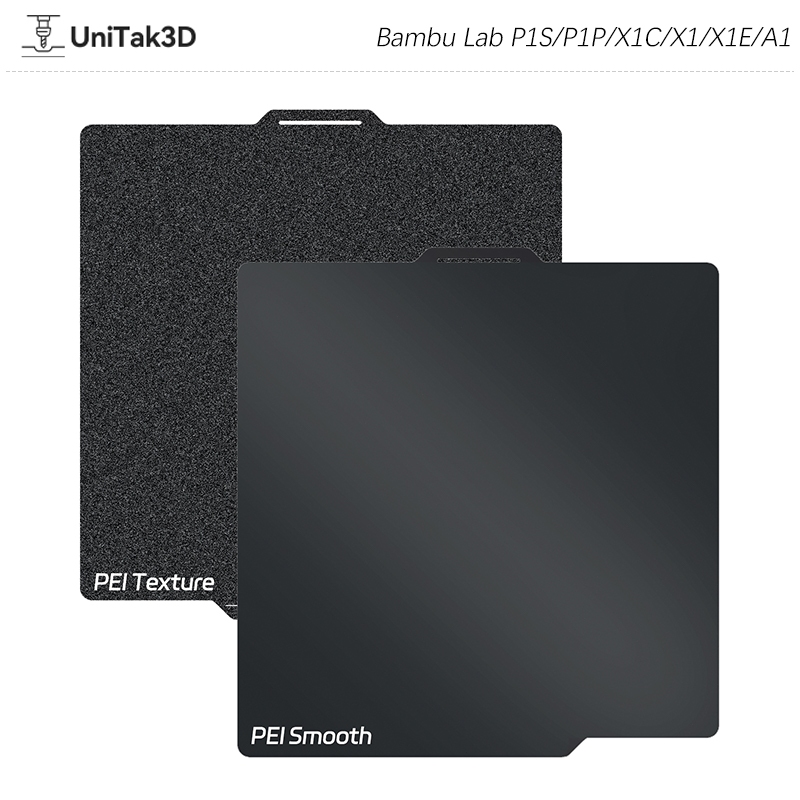 UniTak3D 3D Printer PEI Build Plate 257x257mm for Bambu Lab P1S/P1P/X1C/X1/X1E/A1 Series ความหนืดสูง