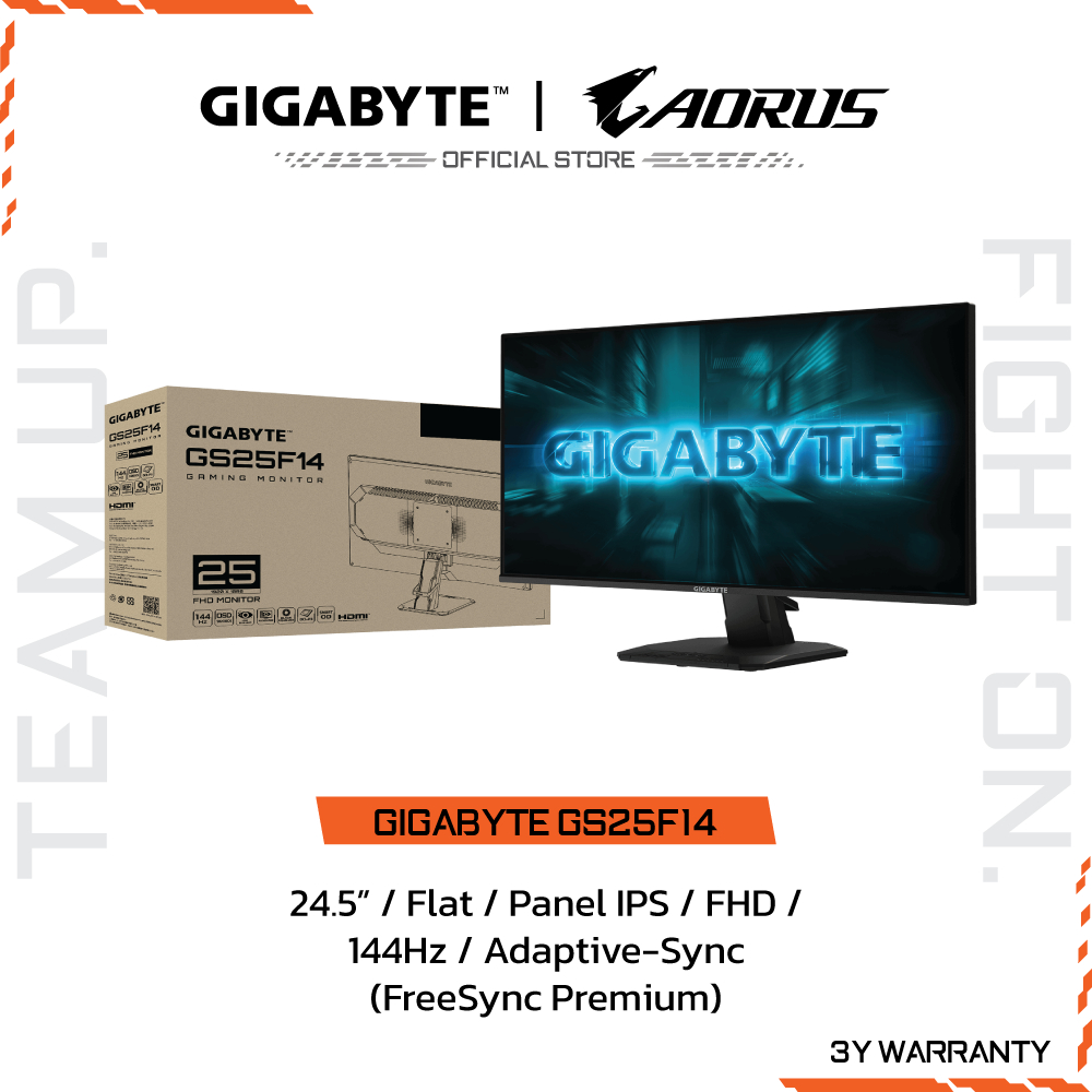 GIGABYTE GS25F14 Gaming Monitor (จอมอนิเตอร์) | 24.5" FHD | SS-IPS | 1ms | 144Hz | Adaptive-Sync