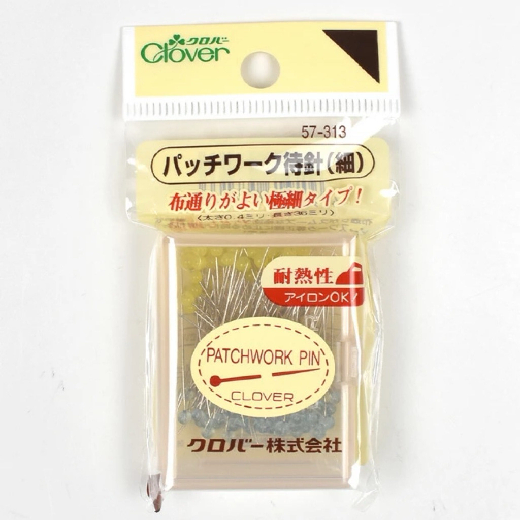 Clover เข็มหมุด patchwork หัวแก้ว Extra-fine 0.4mm (100ตัว) 57-313