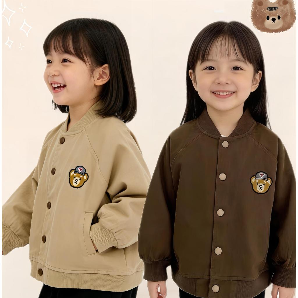 AY171 แจ็คเก็ตเด็กทรงเบสบอล หมีน้อยน่ารัก  เสื้อคลุมเด็กผู้หญิงผู้ชาย ลายหมี ใส่สบาย