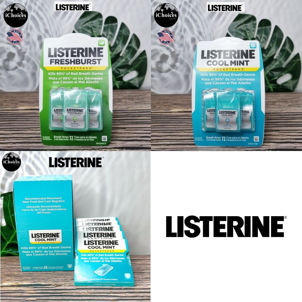 [Listerine] Breath Strips Pocketpaks 24 Strips Pack 3 or Pack 5 ลิสเตอรีน แผ่นแปะลิ้นระงับกลิ่นปาก ล