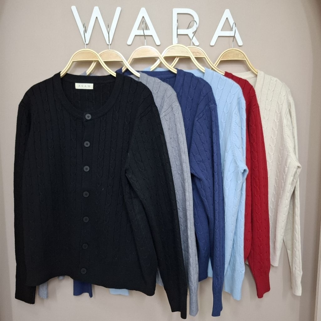 [ A99 ] WARA เสื้อคาร์ดิแกนไหมพรมลายถัก เกรดพรีเมียม