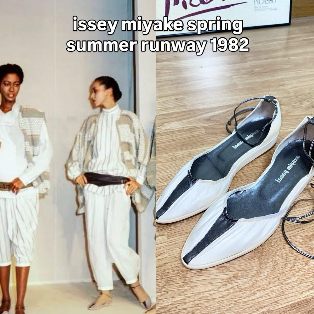 Issey Miyake Spring/Summer 1982 runway Rare Finds รองเท้าหนังผูกข้อเท้า