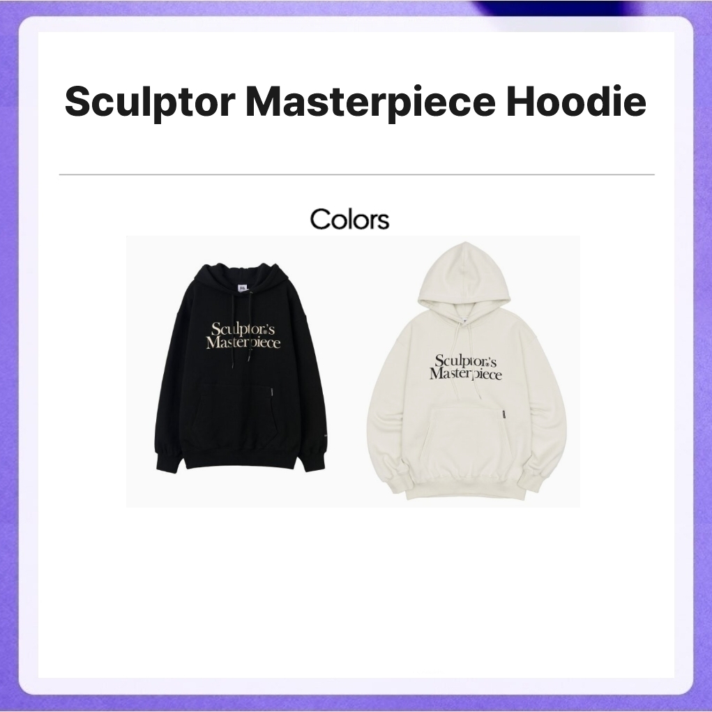 Sculptor Masterpiece Hoodie / Retro Logo Hoodie / Ivory, Black, Cream, White Melange
