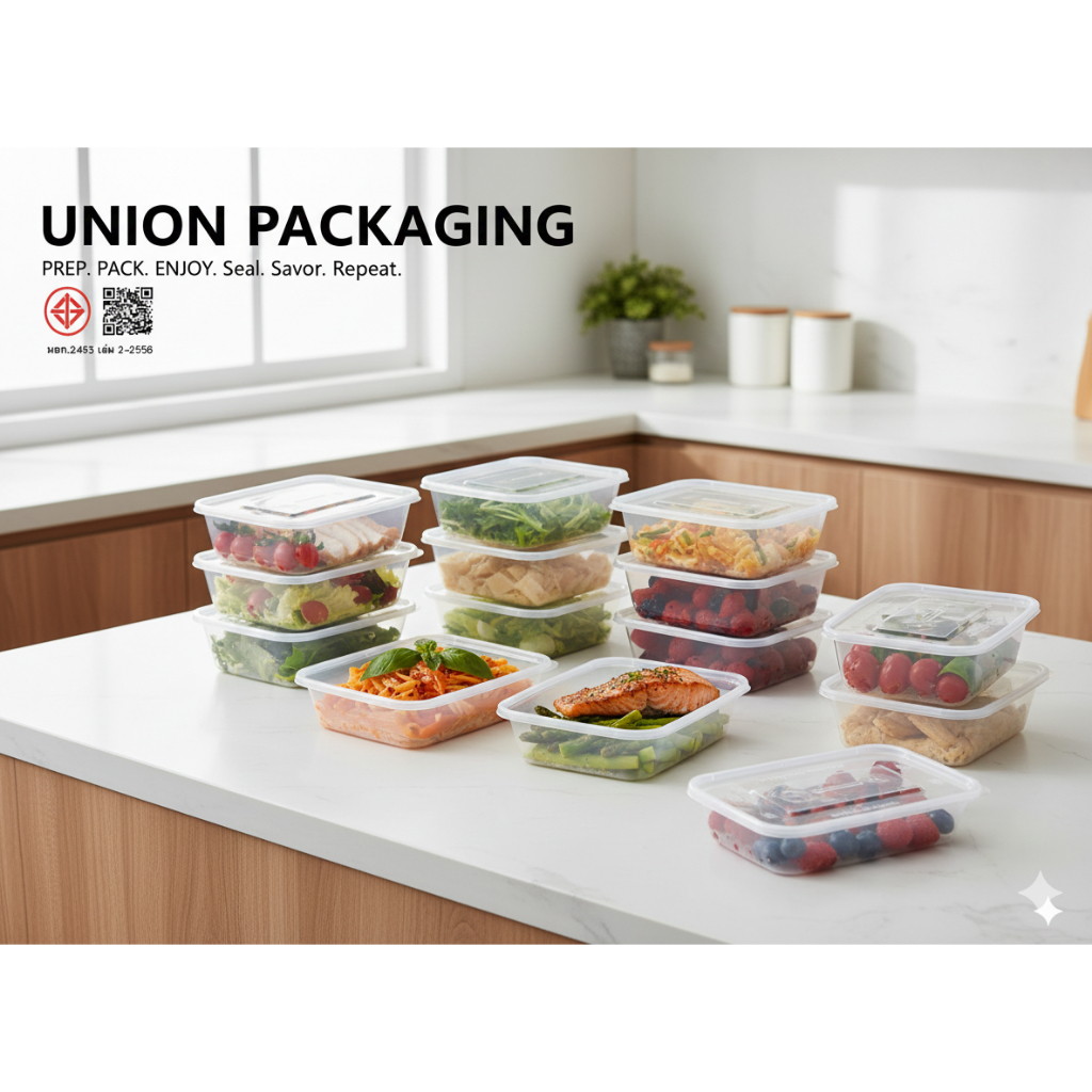 {จัดส่งรวดเร็ว} [300 ชิ้น] กล่องใส่อาหาร 500-1000 ml Union (PP) พร้อมฝาปิด เข้าไมโครเวฟได้ กล่องเดลิเวอรี่ แพ็คอาหาร