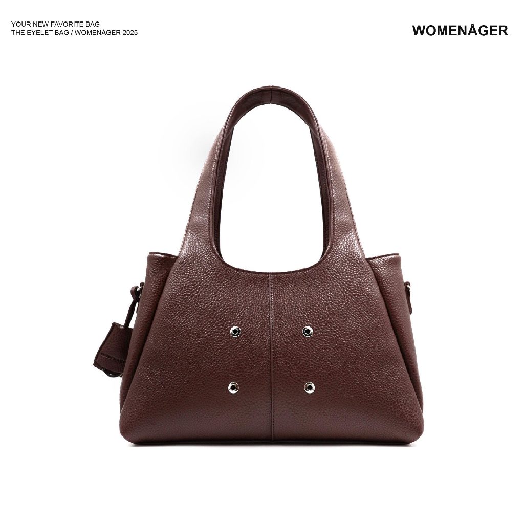 WOMENAGER - Eyelet Bag Shoulder - Cacao กระเป๋าผู้หญิง กระเป๋าสะพายข้าง