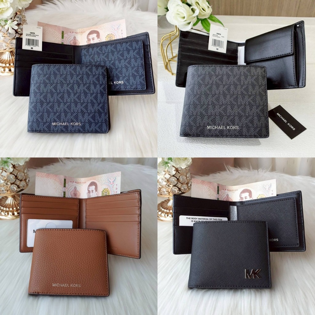 คป 🎀(สด-ผ่อน) 36U9LCRF3B 36U9LCRF6B เอ็มแค WALLET BILLFOLD W PASSCASE กระเป๋าสตางค์ชายแบบหนา มีไส้
