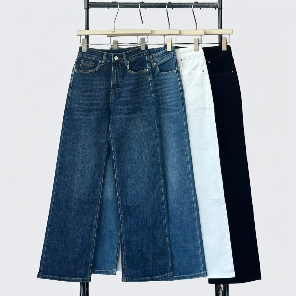 Atipashop - DAZE STRAIGHT JEANS กางเกงยีนส์ขายาว ทรงกระบอกกลาง ผ้ายืด ทรงงสวย