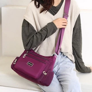 miumiubag(MI1089) กระเป๋าสะพายข้างผ้าไนล่อนช่องเยอะสุดคุ้ม