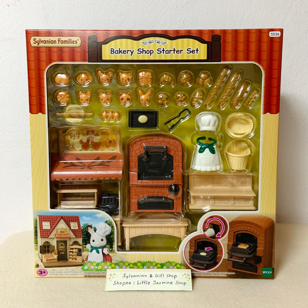 🏠  ร้านขนมปังเบเกอรี่ มีเตาอบ ขนมปังจิ๋ว  ซิลวาเนียน Bakery Shop : Sylvanian เล่นกับรถ Picnic Wagon บ้านตุ๊กตา Red Roof