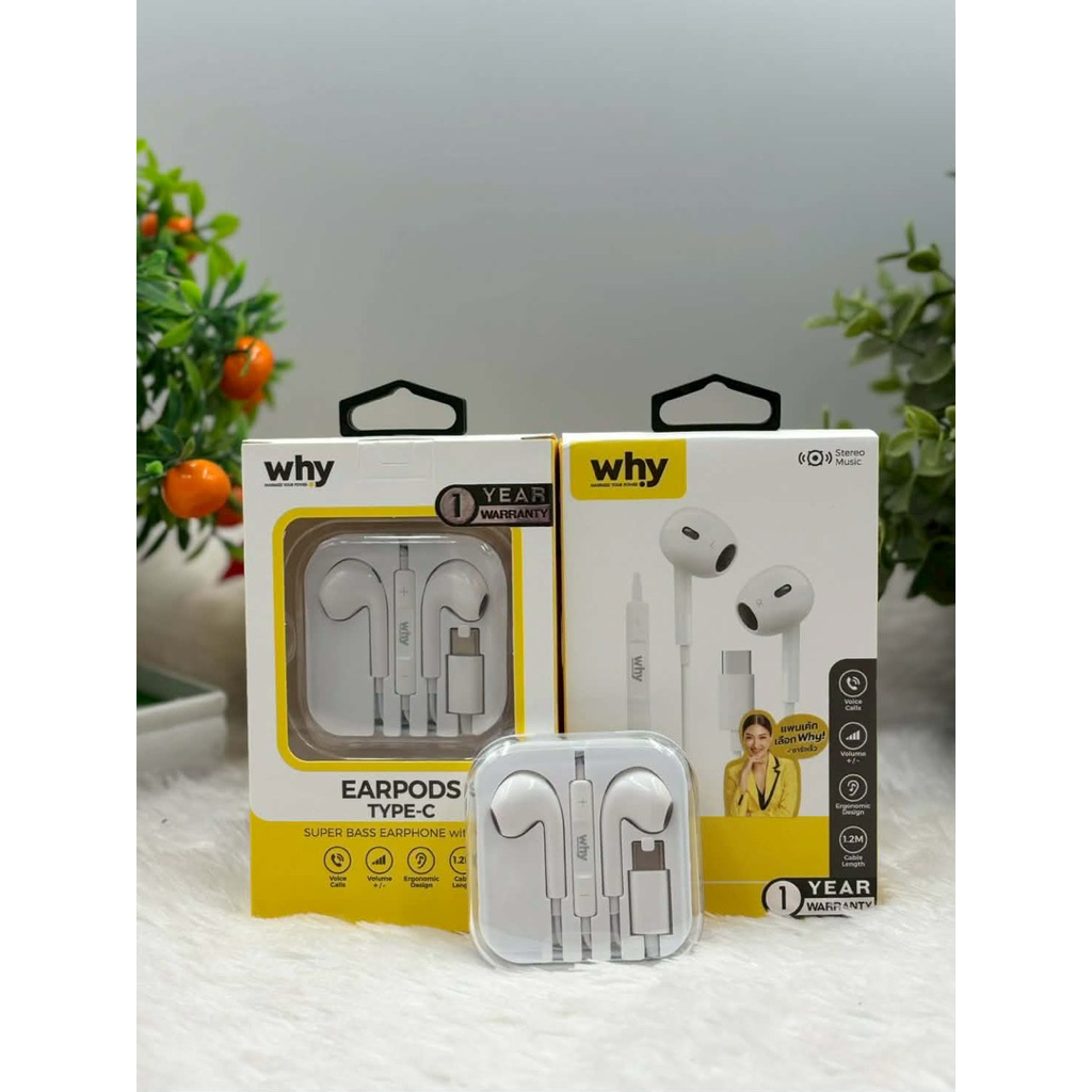 Why หูฟังพอร์ท Type-c (EP-4041) Bassoon Earbuds สายยาว 1.2เมตร
