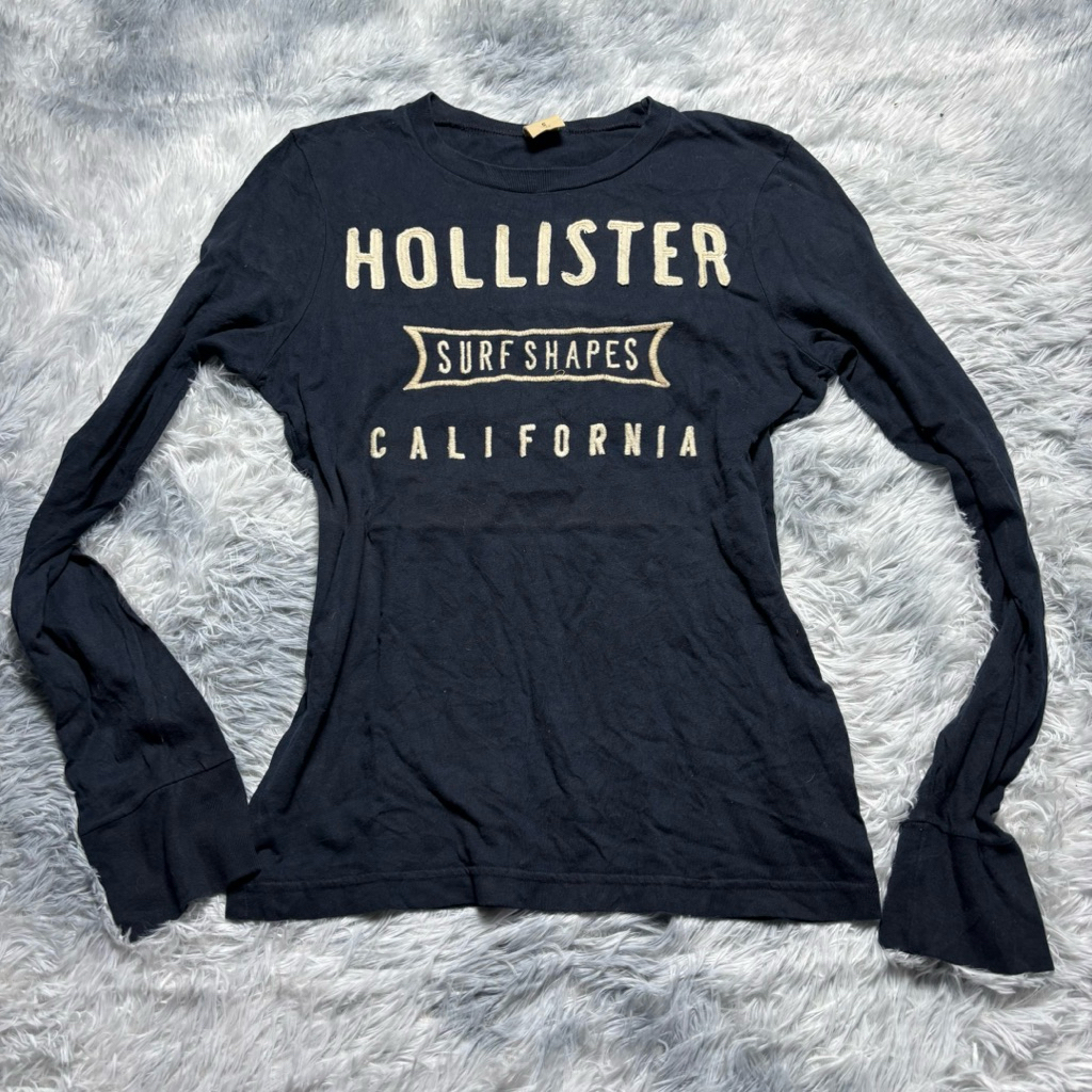 เสื้อยืดแขนยาว Hollister California สีกรม งานปัก (อก 40" ยาว 27")