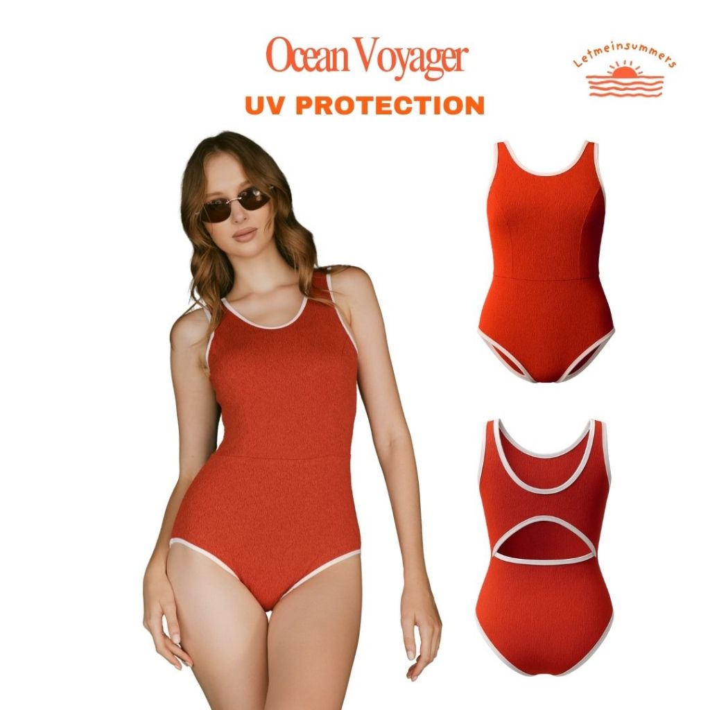 ใหม่!  Letmeinsummers  APPEAL ชุดว่ายน้ำ วันพีช Ocean Voyager ชุดวันพีช กันUV มีซิป มีซับใน สีล้วนมีดีเทล  APR120 ราคา ถูกที่สุด ดีลบีเคเค แกลเลอรีภาพที่ 3