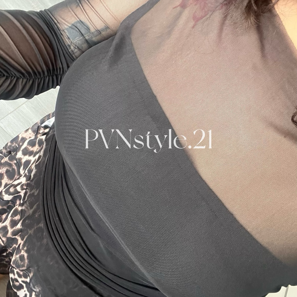 (ไซส์ใหญ่) เสื้อปาดไหล่แขนยาวผ้าชีฟองมีเกาะอกซับใน อก 38-54 - รูปที่ 7