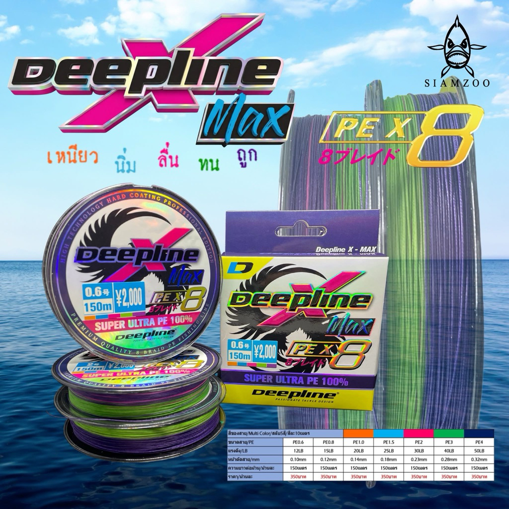 สาย PE Deep lineรุ่น150เมตร ถัก8 สลับสีมัลติคับเลอร์